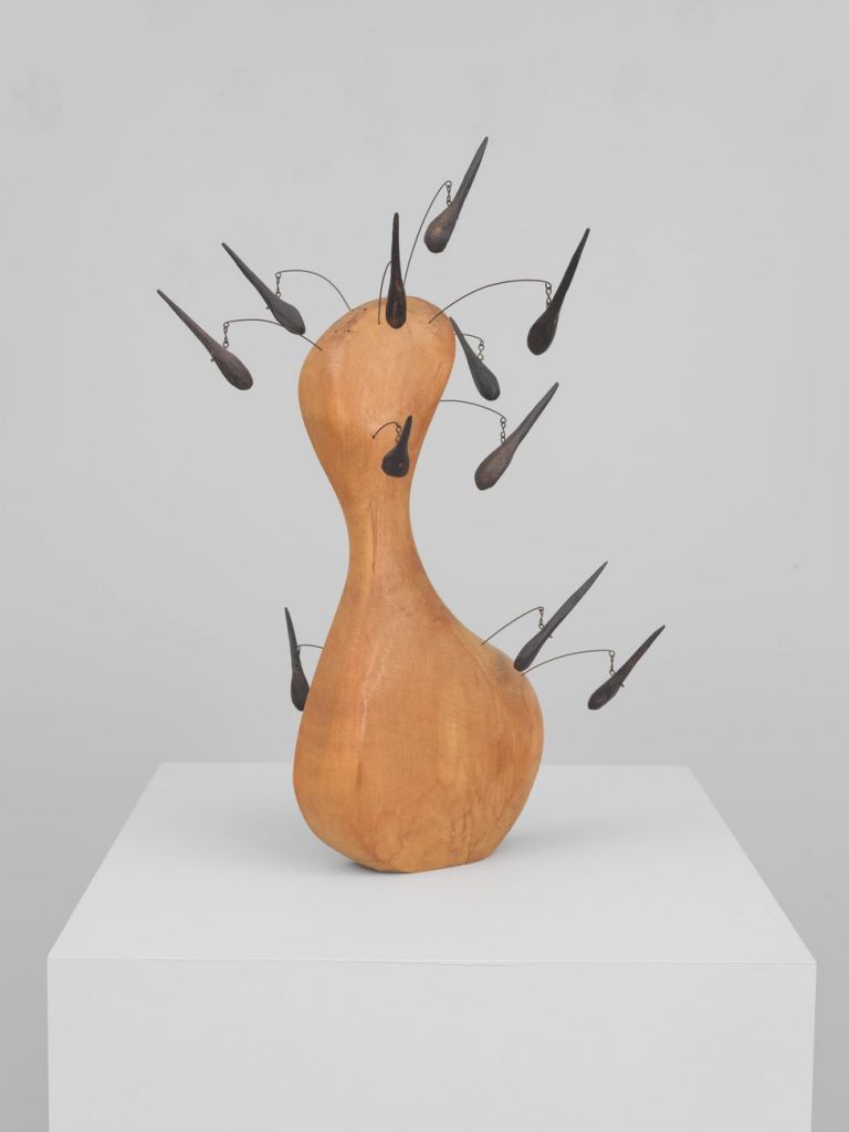 Alexander Calder, Wooden Bottle with Hairs, 1943, wood, steel wire, and nails, 21 1/4" x 15 3/4" x 11 4/5", Whitney Museum of American Art, New York © 2019 Calder Foundation, New York / ADAGP, Paris