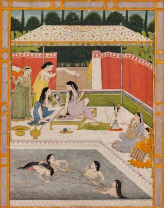 Donne che nuotano all'aperto, Stato di Guler state, India, 1800 ca. Ludwig Habighorst Collection. Courtesy Francesca Galloway, Londra