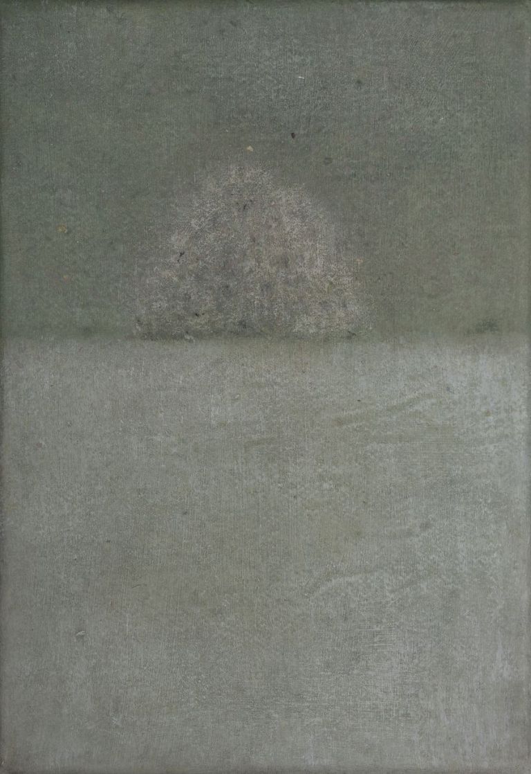 Enrico Tealdi, L'odore del niente, 2018, tecnica mista su carta foderata su tela, cm 118x12,5
