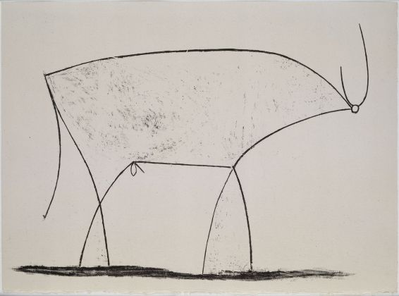 Pablo Picasso, Le taureau, XIe état, January 17, 1946, pen drawing, ink wash painting, 12 7/8" x 17 1/3", Musée national Picasso-Paris © RMN-Grand Palais / René-Gabriel Ojéda © Succession Picasso 2019