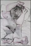 Pablo Picasso, Nu couché, Mougins, April 6, 1963, lead pencils and watercolour, 51 1/6" x 64", Musée national Picasso-Paris © RMN-Grand Palais / Adrien Didierjean © Succession Picasso 2019