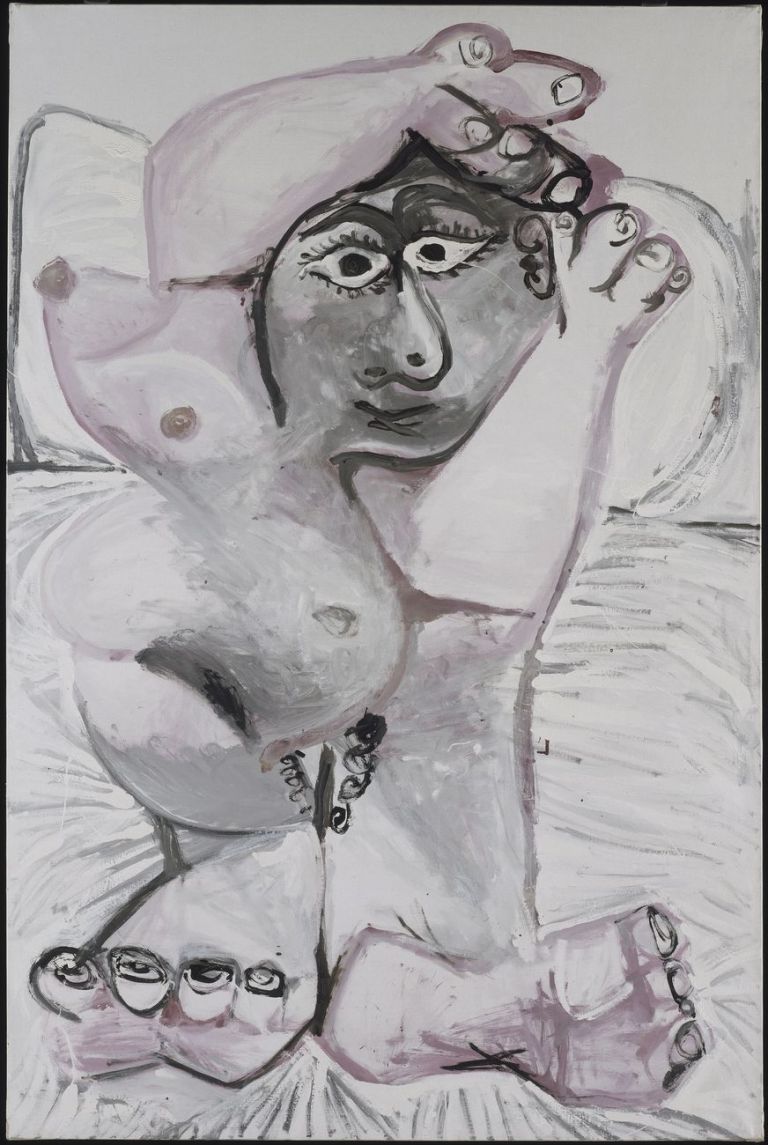 Pablo Picasso, Nu couché, Mougins, April 6, 1963, lead pencils and watercolour, 51 1/6" x 64", Musée national Picasso-Paris © RMN-Grand Palais / Adrien Didierjean © Succession Picasso 2019
