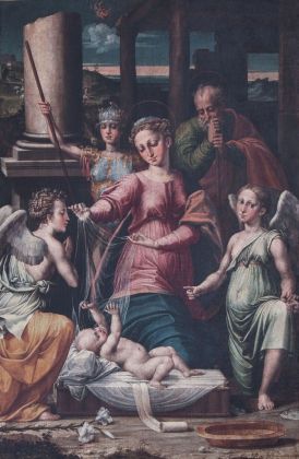 Raffaellino del Colle, Madonna del Velo con gli Arcangeli Gabriele, Raffaele e Michele, 1531-32, Urbania, Museo Leonardi