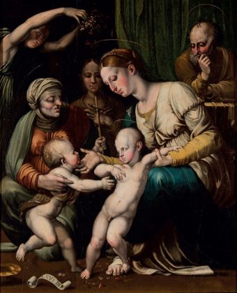 Raffaellino del Colle, Sacra Famiglia con Sant’Elisabetta, San Giovannino e angeli, 1551-55. Urbino, Galleria Nazionale delle Marche in deposito presso la Casa di Raffaello