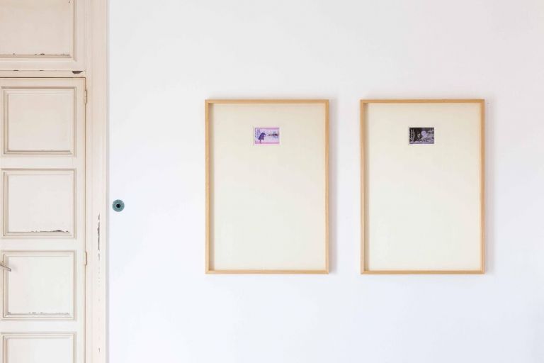 g.olmostuppia, Paesaggi, 2018, installazione per Désolé, Palermo, scansioni da collage, stampa su cartoncino, cm 100x70. Photo Alessandro Sambini