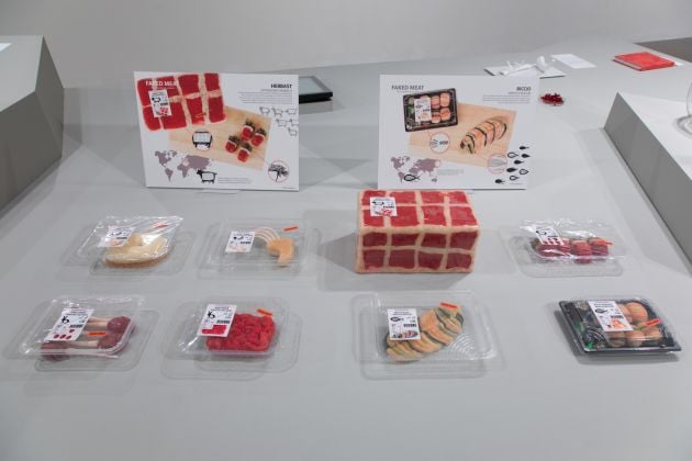 Marije Vogelzang Faked meat, 2008 8 pieces, marzipan models, supermarket packaging, 4 posters, variable dimensions