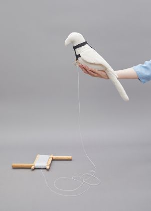 Silvia Knüppel 2-Bird-Kite-Kit/1, 2015 Leather, wood, nylon rope, polyester and nylon fabric, 25 x 45 cm Photo: Tobias Bärmann