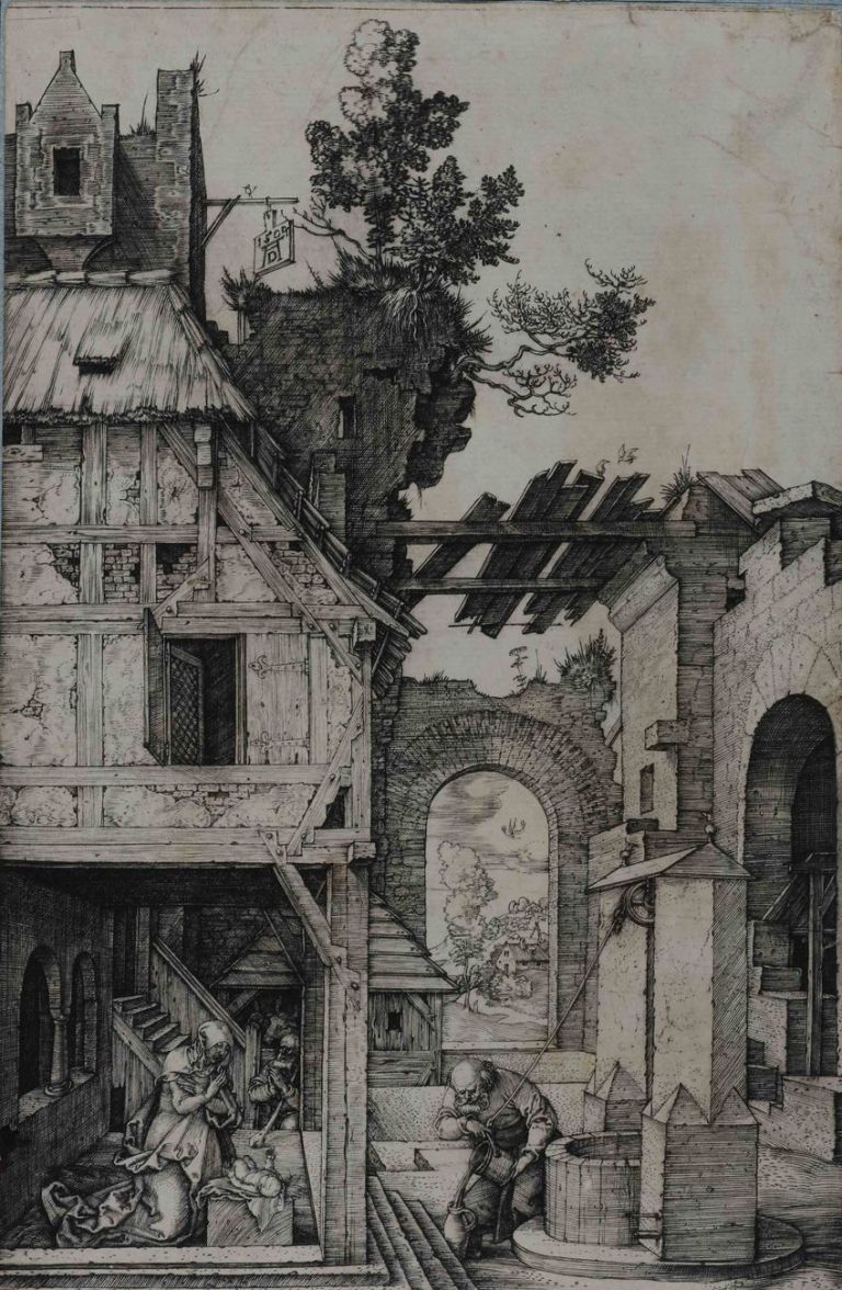 Albrecht Dürer, Sacra famiglia, incisione a bulino, 155x122 mm. Collezione Remondini