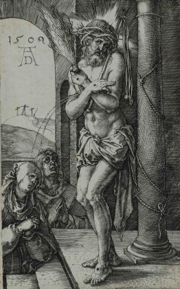 Albrecht Dürer, Frontespizio della Piccola Passione, incisione a bulino,122x76 mm. Collezione Remondini