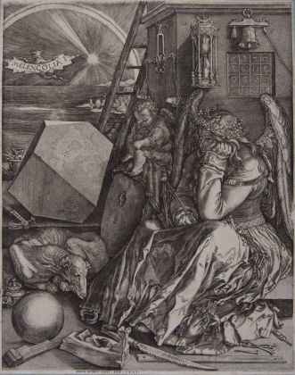 Albrecht Dürer, La Malinconia, incisione a bulino, 240x188 mm. Collezione Remondini
