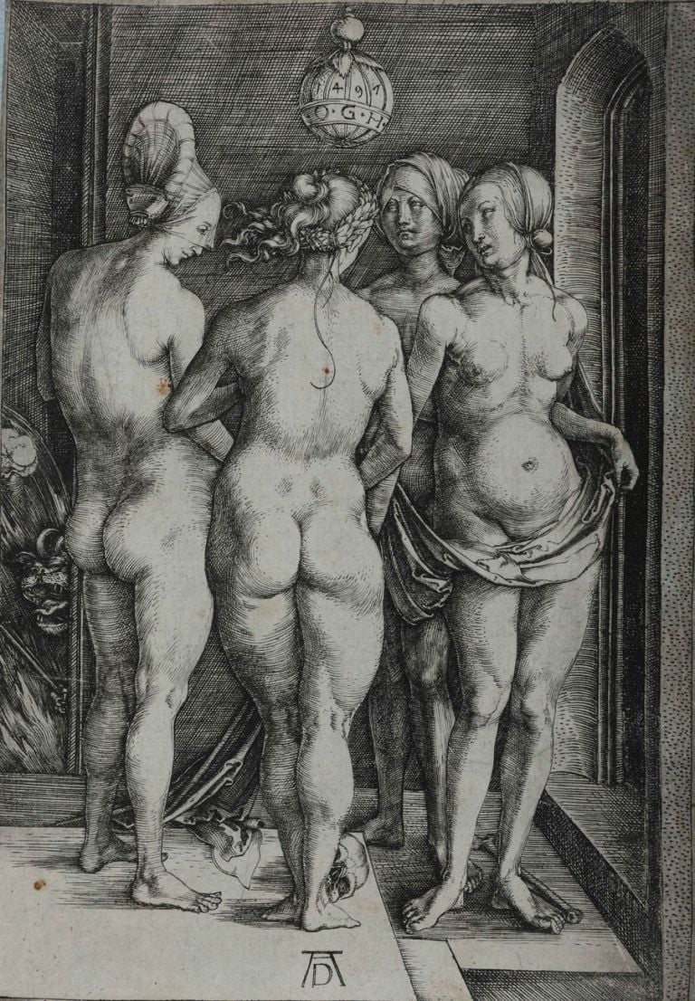 Albrecht Dürer, Le quattro streghe, incisione a bulino, 192x123 mm. Collezione Remondini