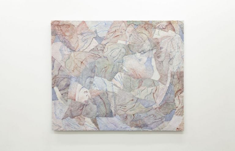 Bea Bonafini, Shed Shreds, 2018. Oil on mixed inlayed carpets, 134x164 cm
