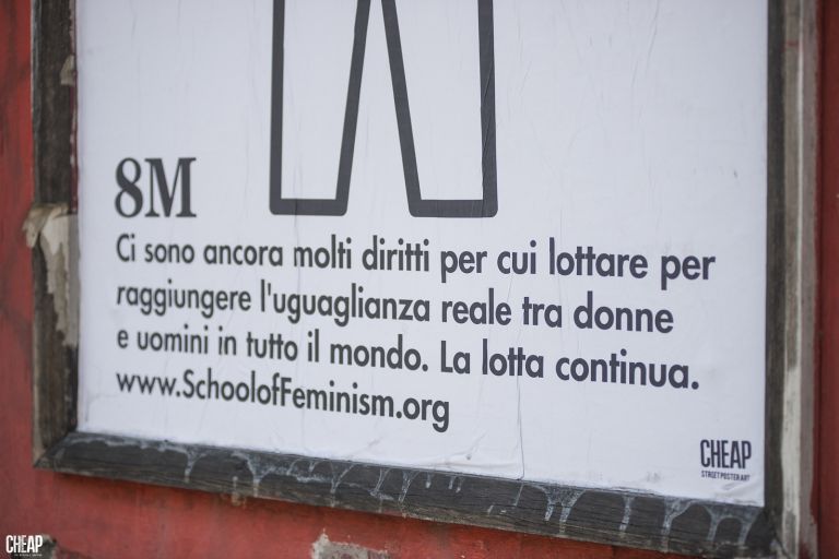 Campagna sul femminismo del colettivo Cheap Bologna 2019 dettaglio. Foto di Michele Lapini 2 Il femminismo è roba vecchia? Gli street poster di Cheap tra memoria e attualità della lotta