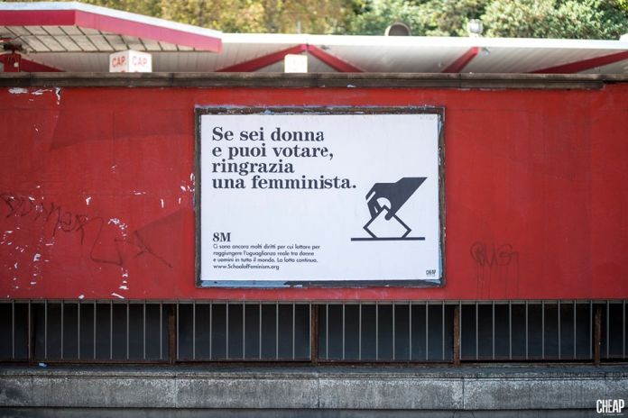 Campagna sul femminismo del colettivo Cheap, Bologna 2019. Foto di Michele Lapini