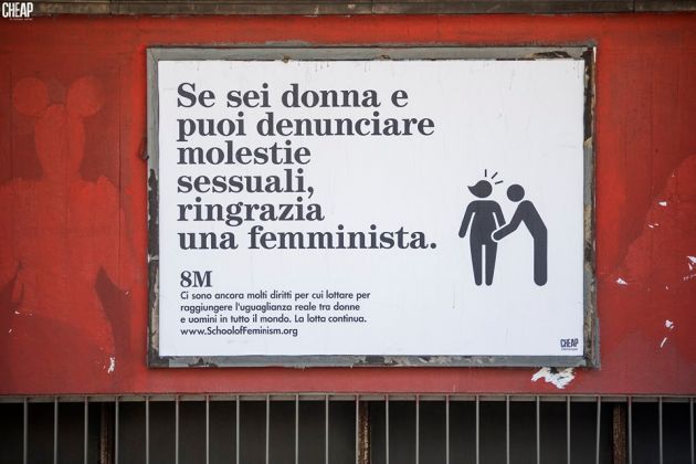 Campagna sul femminismo del colettivo Cheap, Bologna 2019. Foto di Michele LapiniCampagna sul femminismo del colettivo Cheap, Bologna 2019. Foto di Michele Lapini