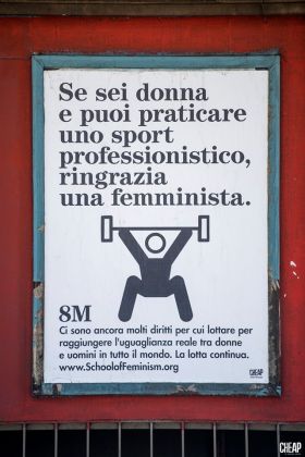 Campagna sul femminismo del colettivo Cheap, Bologna 2019. Foto di Michele Lapini Campagna sul femminismo del colettivo Cheap, Bologna 2019. Foto di Michele Lapini
