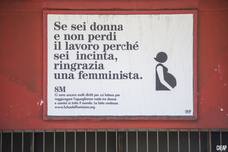 Campagna sul femminismo del colettivo Cheap Bologna 2019. Foto di Michele Lapini 9 Il femminismo è roba vecchia? Gli street poster di Cheap tra memoria e attualità della lotta