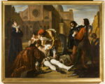 Giuseppe Bezzuoli Lorenzino dei Medici che muore pugnalato sulla piazza di San Giovanni e Paolo olio su tela Museo Civico, Pistoia