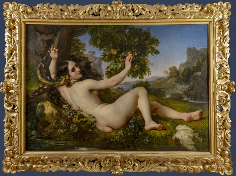 Giuseppe Bezzuoli Eva tentata dal serpente olio su tela Galleria d’arte moderna, Palazzo Pitti, Gallerie degli Uffizi, Firenze