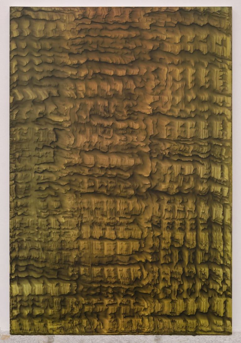 Giuseppe Adamo, Faking Gold, 2019, acrilico e pigmenti su tela, 190x130 cm