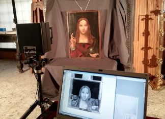 Leonardo da Vinci (attr.), Salvator Mundi. Foto scattata durante la campagna di indagini diagnostiche della società Emmebi srl