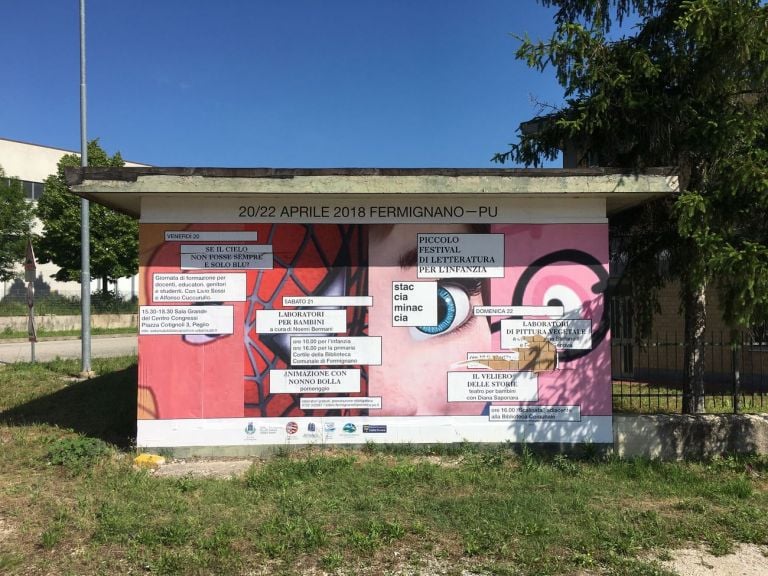 Jonathan Pierini, Campagna affissioni per Stacciaminaccia, Piccolo Festival di Letteratura per l’Infanzia, Comune di Fermignano (PU), 2018