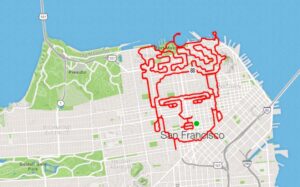 Un ritratto di Frida Kahlo sulla mappa di San Francisco. Il fenomeno della GPS Art