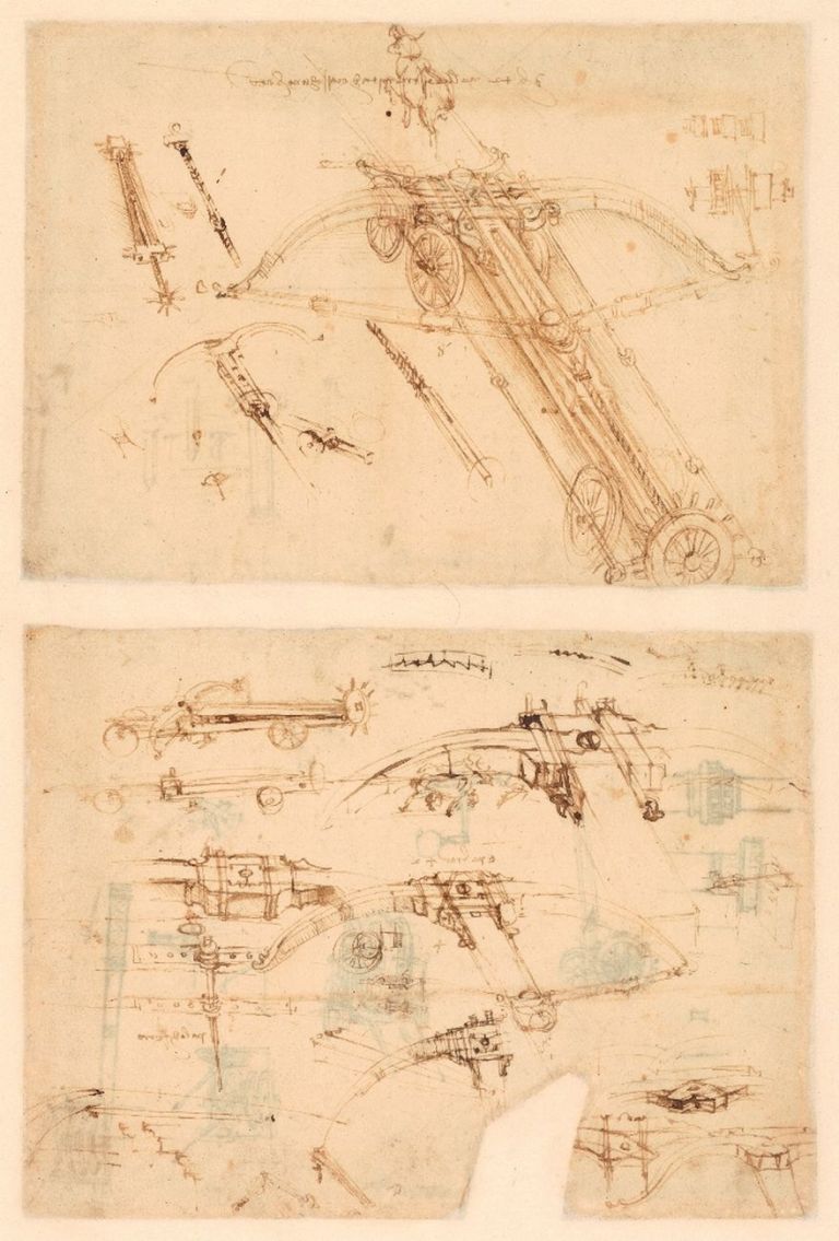 Leonardo da Vinci, Codice Atlantico, Foglio 147, verso. Milano, Biblioteca Ambrosiana