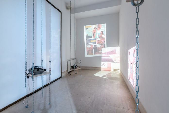 Loretta Fahrenholz, Story in Reverse, 2018. Exercices in Style, Exhibition view A plus A, Venice 2019 Loretta Fahrenholz, Story in Reverse, 2018. Exercices in Style, Exhibition view A plus A, Venice 2019