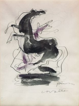 Lucio Fontana, Cavallo, 1954, inchiostro, matita e tempera su carta, 34x25 cm, Collezione privata, Milano