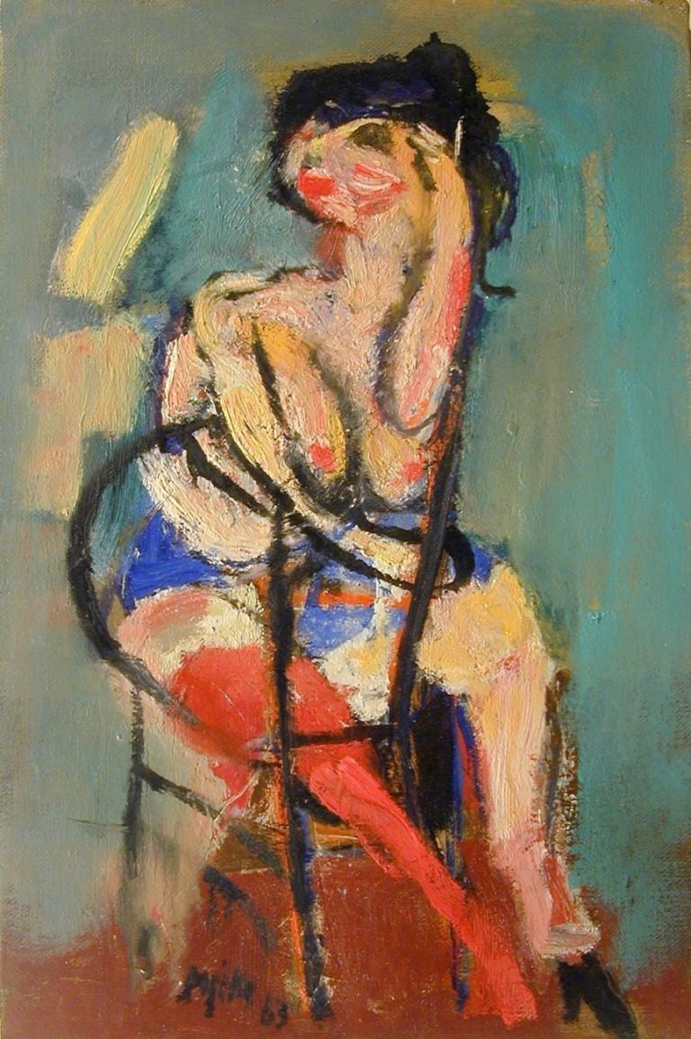 Guido Pajetta, Nudo con una calza rossa, 1963