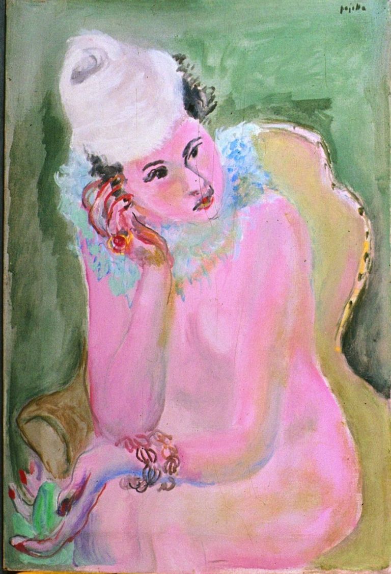 Guido Pajetta, Nudo rosa con cappello, 1944