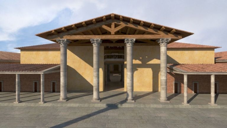Ricostruzione virtuale della Basilica romana di Fano, il cui progetto fu realizzato da Vitruvio