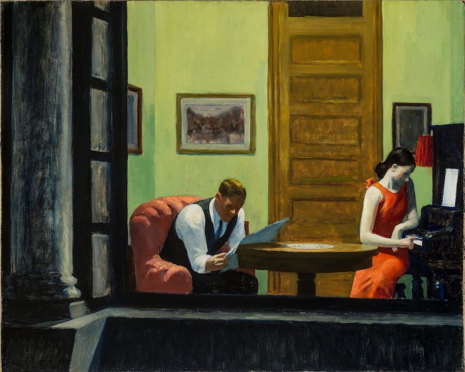 Room in New York, 1932, Edward Hopper (American, 1882– 1967), oil on canvas, Sheldon Museum of Art, University of Nebraska-Lincoln, Anna R. and Frank M. Hall Charitable Trust, H-166. Photo © Sheldon Museum of Art © 2019 Heirs of Josephine N. Hopper / Artists Rights Society (ARS), NY