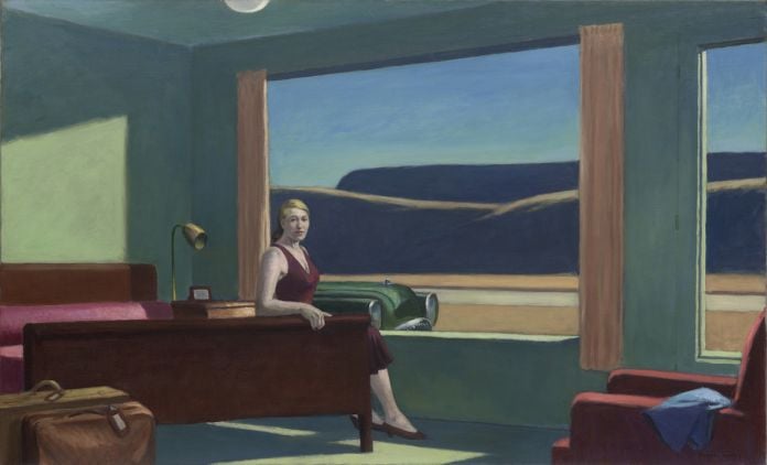 Western Motel, 1957, Edward Hopper (American, 1882–1967), oil on canvas. Yale University Art Gallery, New Haven, Bequest of Stephen C. Clark, B.A., 1903. © 2019 Heirs of Josephine N. Hopper / Artists Rights Society (ARS), NY Western Motel, 1957, Edward Hopper (American, 1882–1967), oil on canvas. Yale University Art Gallery, New Haven, Bequest of Stephen C. Clark, B.A., 1903. © 2019 Heirs of Josephine N. Hopper / Artists Rights Society (ARS), NY