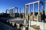 Stage of the theatre with the statue of one of the dioscuri, Leptis Magna, Libya 2001 © IMA / MEUNIER