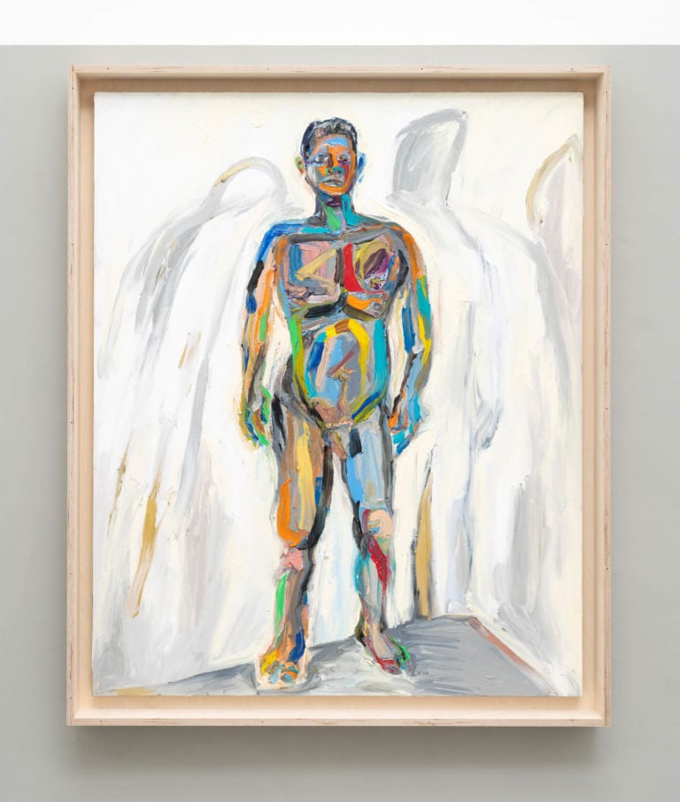 Matteo Fato, Vestirsi di un voto / Dress yourself in a vote (ritratto di / portrait of Simone Ciglia, Storico dell’arte / Art historian, Pescara), 2019 olio su lino / oil on linen, 103 x 127 cm cassa da trasporto in multistrato / case for transport in plywood Courtesy dell’Artista / the Artist & Monitor, Rome - Lisbon - Pereto (AQ)