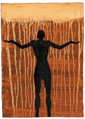 Antony Gormley, Earth, Body, Light, 1989. Earth, rabbit skin glue and black pigment on paper, 38 x 28 cm © the Artist