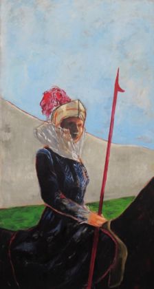 Aryan Osmaei, Senza Titolo, olio su tela, 150x77 cm, 2019