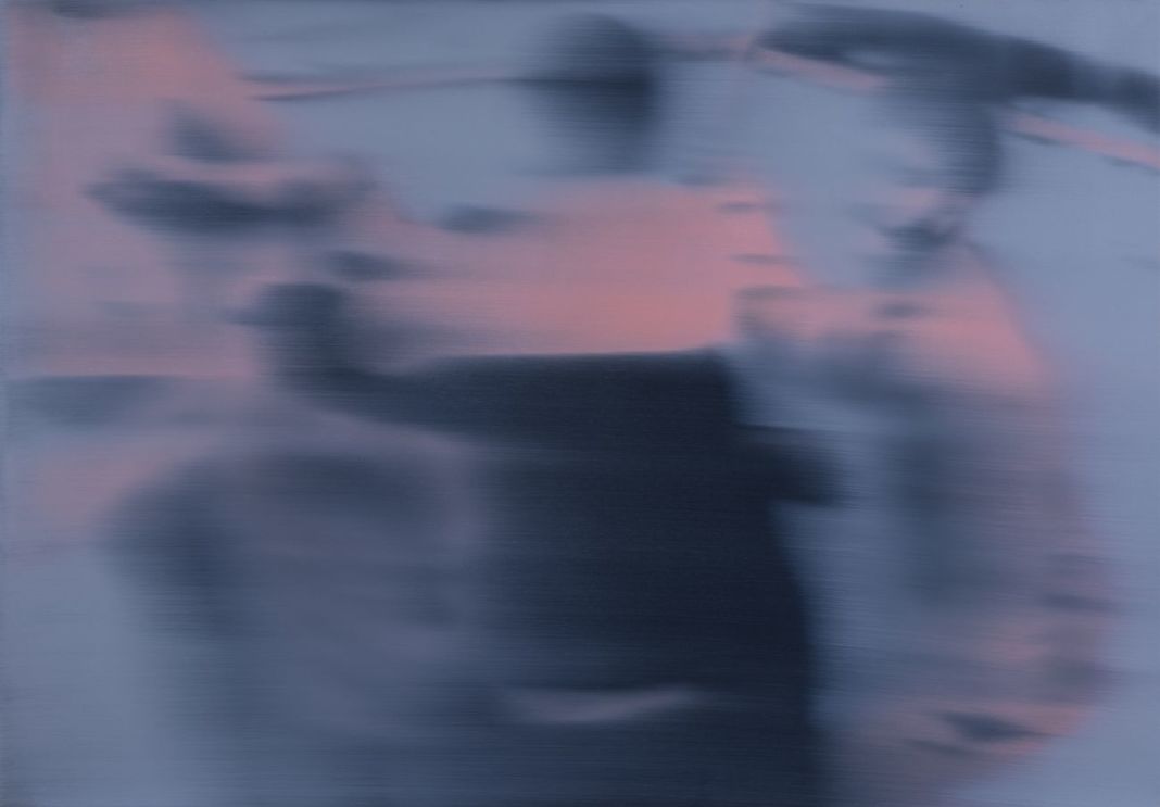 Ettore Pinelli, Blurring motion (rose light), 2018, olio su tela, 70x100 cm. Photo credits Daniele Cascone