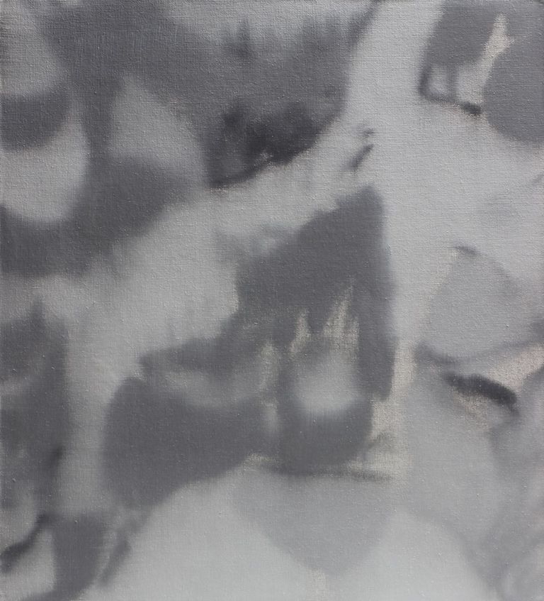 Ettore Pinelli, Guerrilla Grey, 2019, olio su tela applicata su pannello, 23x20,5 cm