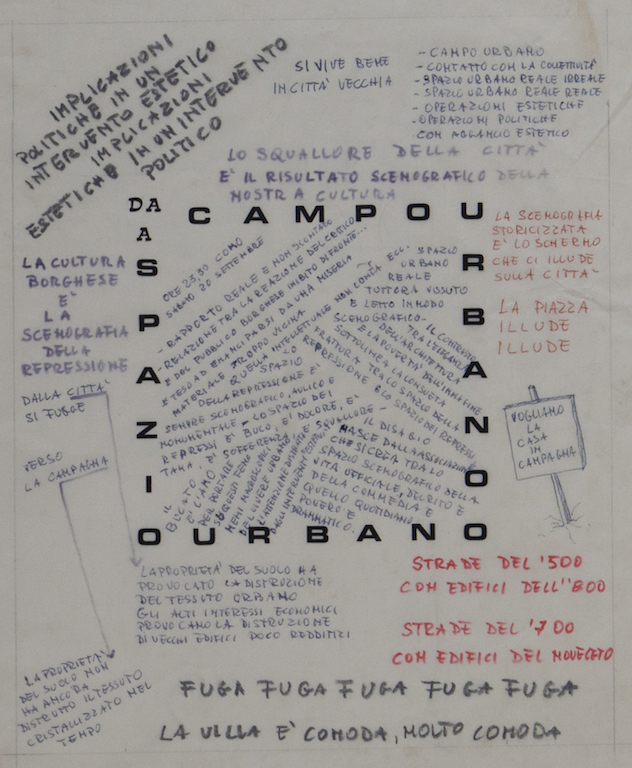 Gianni Pettena, Laundry_(dettaglio), 1969, Tecnica mista su carta da spolvero_Courtesy Publi Paolini