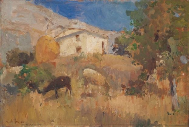 Guido Di Renzo, Paesaggio con ovini al pascolo, 1917