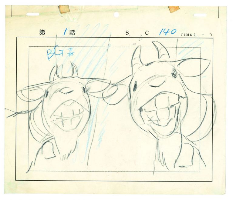 Layout per la serie di cartoni animati giapponesi "Heidi, la ragazza delle Alpi" trasmessa per la prima volta nel 1974. Copyright Yoichi Kotabe