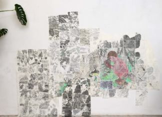 Marta Roberti NATURAL ASSEMBLAGE 1, oil pastel and graphite drawing on paper, 280 x 475 cm, 2018, credit Giorgio Benni