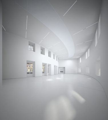 Scorcio di una galleria laterale della ex Bourse de Commerce progettata da Tadao Ando. ArtefactoryLab, TAAA, NeM, Agence PAG. Courtesy Collection Pinault Paris