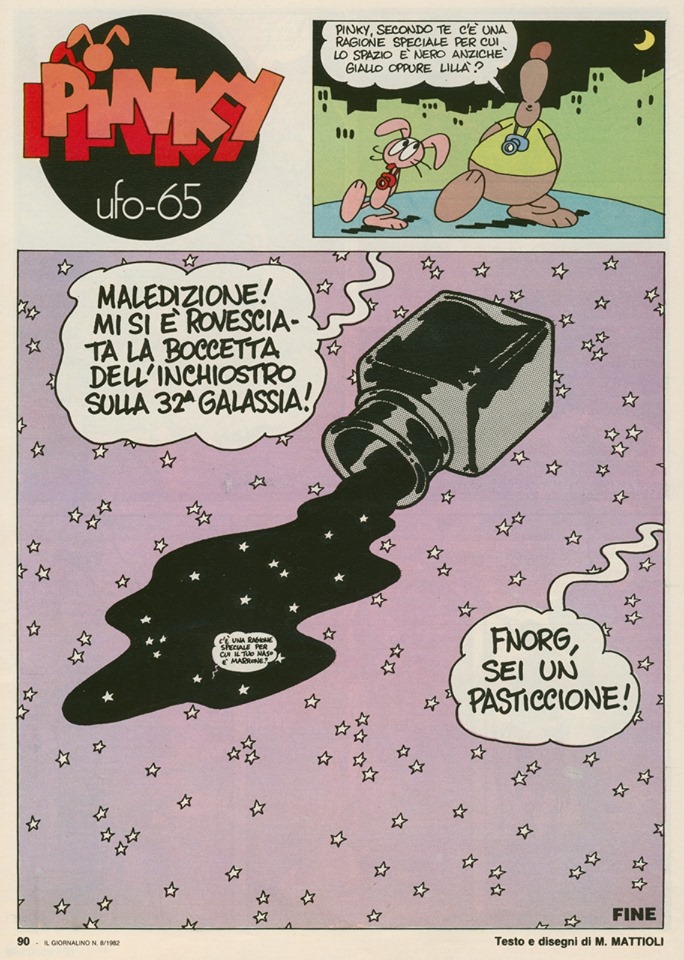 Una tavola di Pinky di Massimo Mattioli, tratta da il Giornalino nº 8 del 21 febbraio 1982