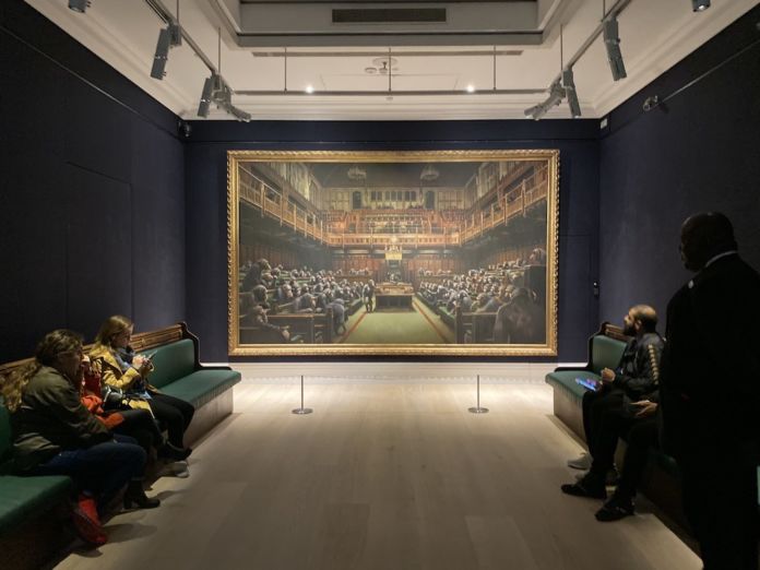 L'opera di Banksy, asta Sotheby's, Londra 2019, ph. Mario Bucolo