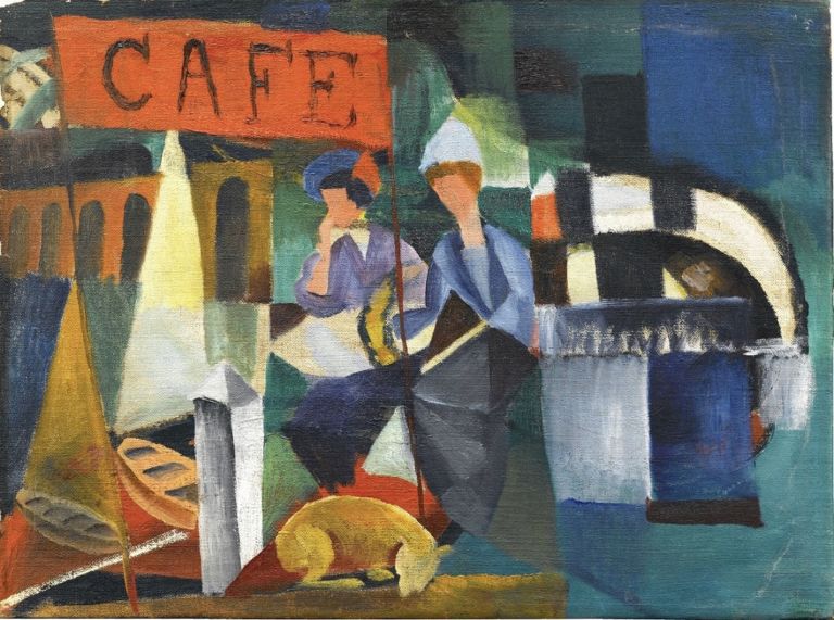 August Macke, Cafe am See, 1913, Dauerleihgabe aus Privatbesitz, Courtesy Thole Rotermund Kunsthandel, Hamburg, Foto Walter Bayer, München