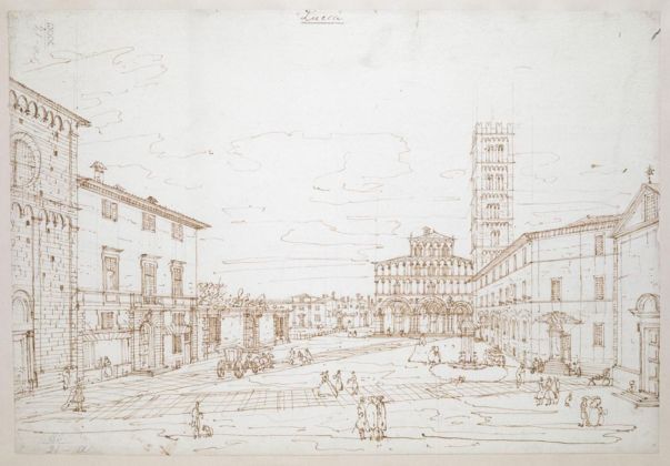 Bernardo Bellotto, Piazza San Martino con la cattedrale, Lucca, 1740. Londra, British Library
